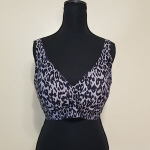 Women's Snow Leopard Print Casual Sports Bra Athleisure Athletic Comfy Size 3XL